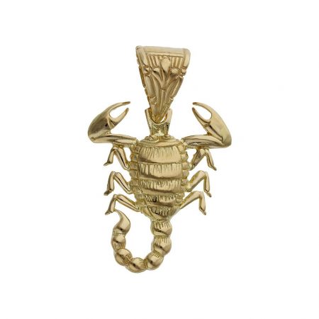 Colgante escorpión tallado 32mm.x38mm. oro 18k
