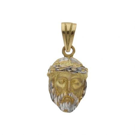 Colgante rostro Cristo bicolor 13mm.x21mm. oro 18k