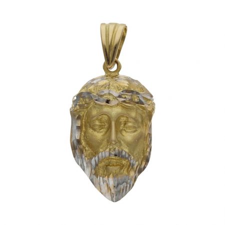 Colgante rostro cristo bicolor 15mm.x27mm. oro 18k