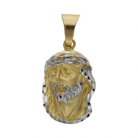 Colgante rostro cristo bicolor 16mm.x26mm. oro 18k