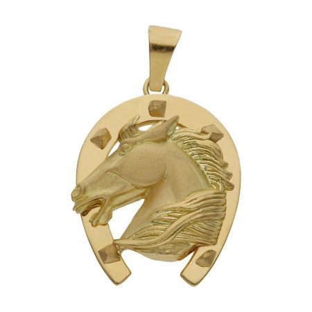 Colgante caballo con herradura 24mm.x31mm. oro 18k