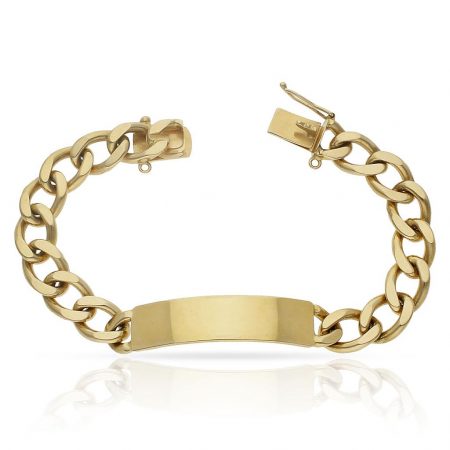 Esclava barbada fundida eslabón 10mm. placa 11mm. oro 18k