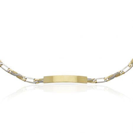 Esclava bicolor ancho eslabón 5mm. placa 7mm. oro 18k