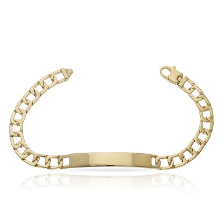 Esclava maciza eslabón cuadrado 7,5mm.placa 8mm. oro 18k