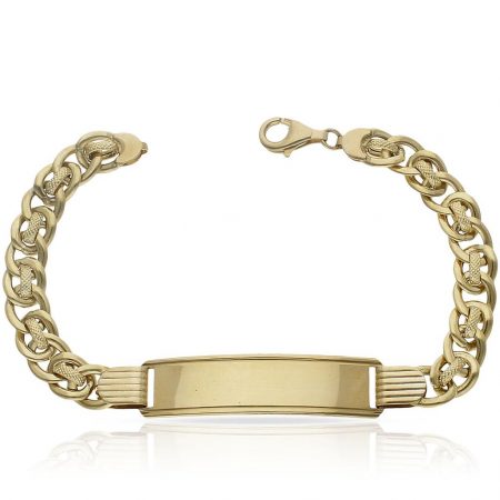 Esclava eslabón brillo liso de 8,5mm. placa 11mm. oro 18k