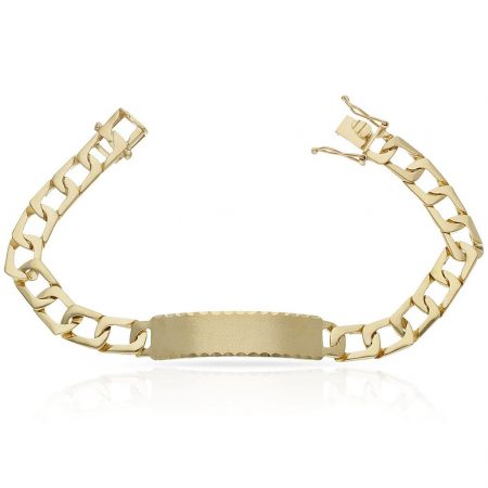 Esclava maciza eslabón cuadrado 9,5mm.chapa 11,5mm. oro 18k