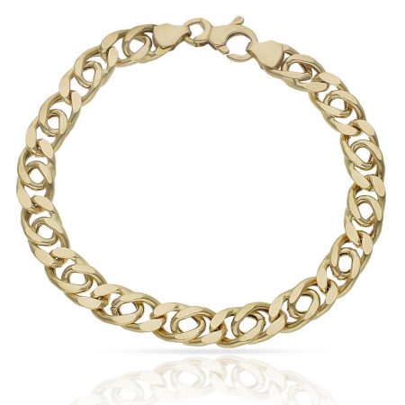 Pulsera eslabón barbada doble 8mm. oro 18k