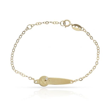 Esclava bebe con chupe en placa oro 18k