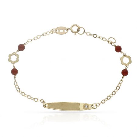Esclava bebe con coralina oro 18k