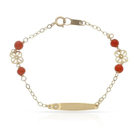 Esclava bebe coralina flores oro 18k
