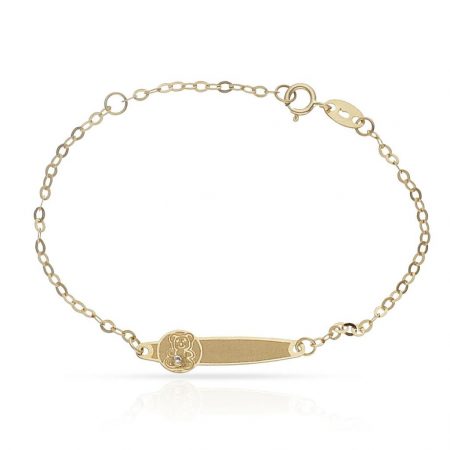 Esclava bebe con oso en la chapa oro 18k