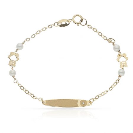 Esclava bebe perlas y ositos oro 18k