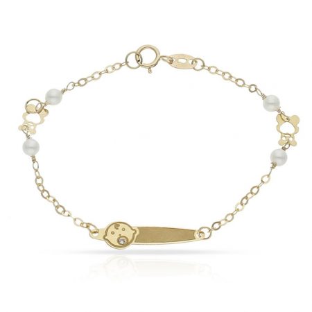 Esclava bebe perlas y ositos oro 18k