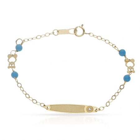 Esclava bebe turquesa ositos oro 18k