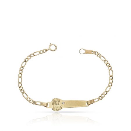 Esclava bebe Virgen niña ancho cadena 2mm.oro 18k