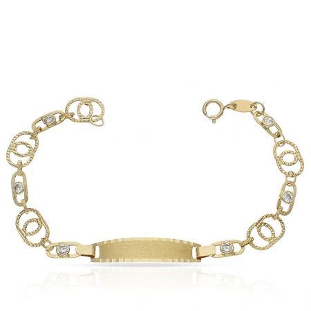 Esclava comunion eslabones circonitas oro 18k