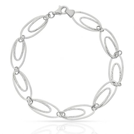 Pulsera eslabon doble en oro blanco de 18k