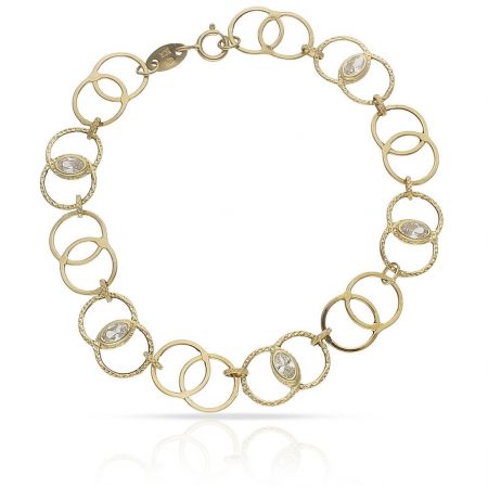 Pulsera troquelada con circonitas oro de 18k