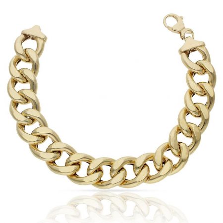 Pulsera barbada ancho 15mm. oro de 18k