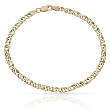 Pulsera barbada doble 4mm. oro 18k