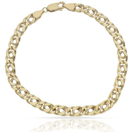 Pulsera barbada doble 5,5mm. oro 18k