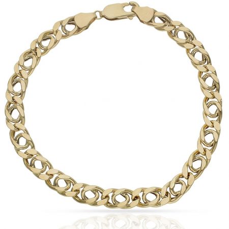 Pulsera barbada doble 6,5mm. oro 18k