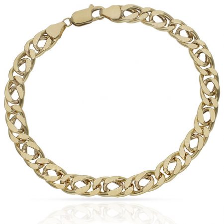 Pulsera barbada doble 7mm. oro 18k