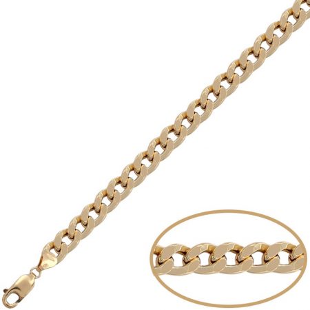 Pulsera barbada plana ancho de 7mm. oro de 18k