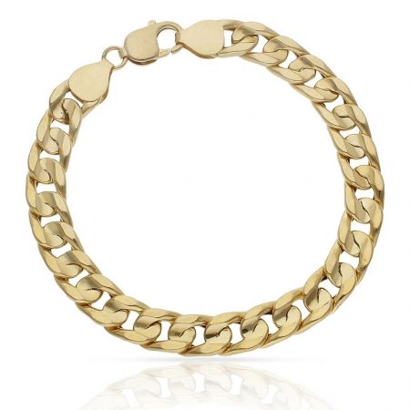 Pulsera barbada plana ancho 9mm.oro 18k