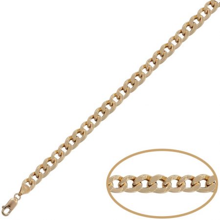 Pulsera barbada plana 5,5mm. oro de 18k
