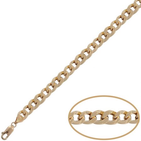 Pulsera barbada plana ancho 6,5mm. oro de 18k