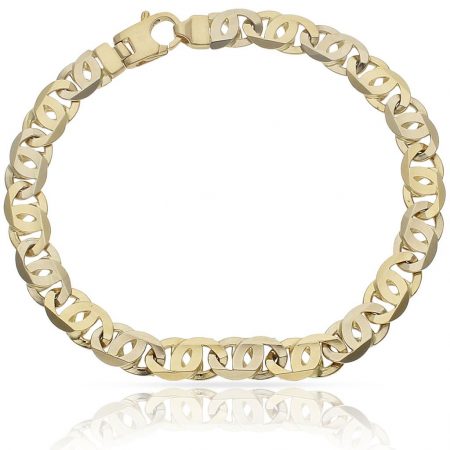 Pulseras eslabones bicolor 7,5mm.oro 18k