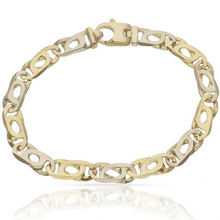 Pulsera eslabones bicolor 8mm. oro 18k