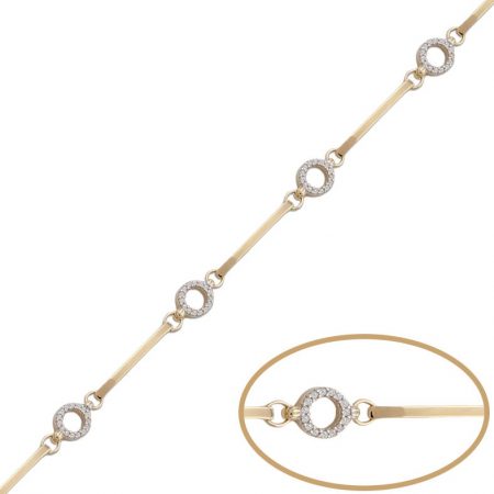 Pulsera bicolor cirulos circonitas en oro de 18k