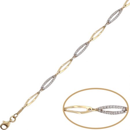 Pulsera bicolor circonitas oro de 18k