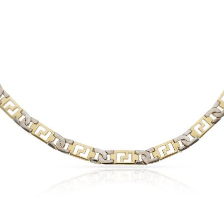 Pulsera plana bicolor 9mm. oro 18k