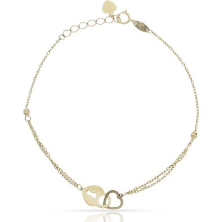 Pulsera candado+corazon en oro de 18k