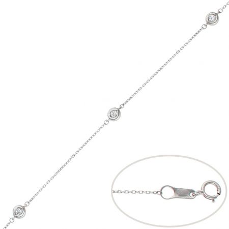 Pulsera chatones de 4mm. oro blanco de 18k