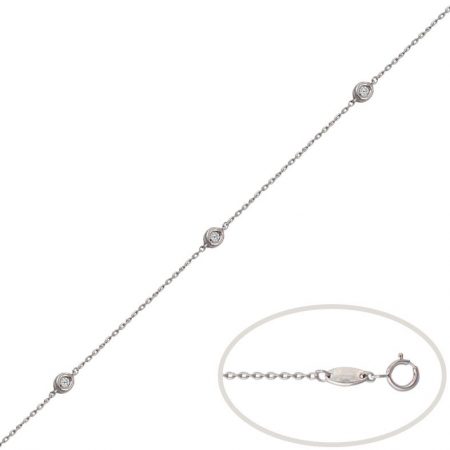 Pulsera chatones 3mm. circonitas oro blanco de 18k