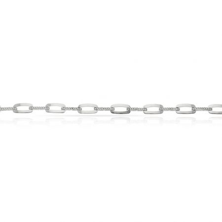 Pulsera eslabones con circonitas en oro blanco de 18k