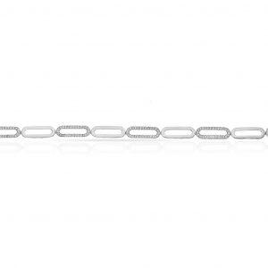 Pulsera circonitas eslabones ovalados oro blanco de 18k