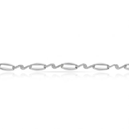 Pulsera entrepieza circonitas oro blanco de 18k