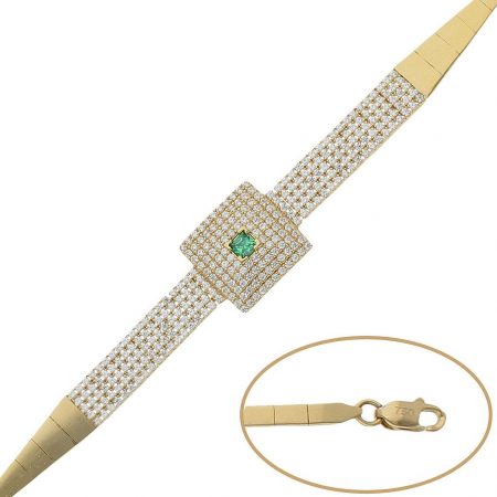 Pulsera circonitas con crisopal verde oro de 18k