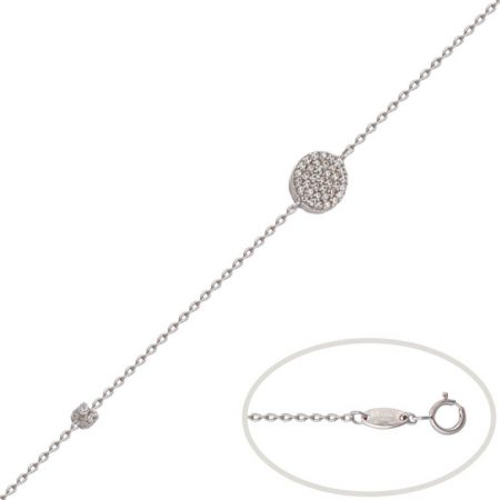 Pulsera circulo circonitas en oro blanco de 18k