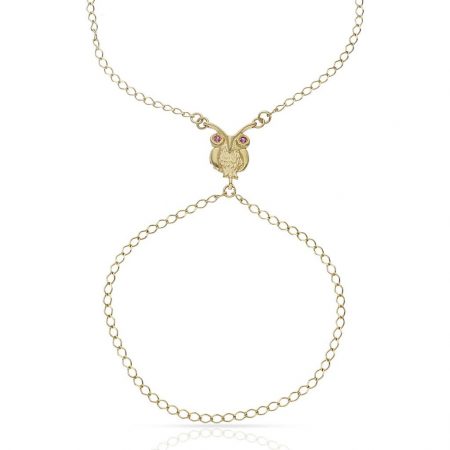 Pulsera de dedo con buho en oro de 18k