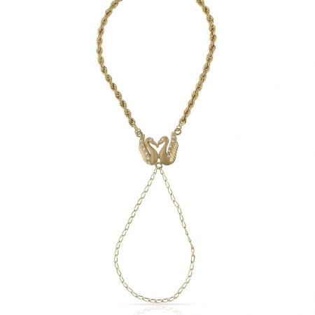 Pulsera de dedo con cisnes oro de 18k