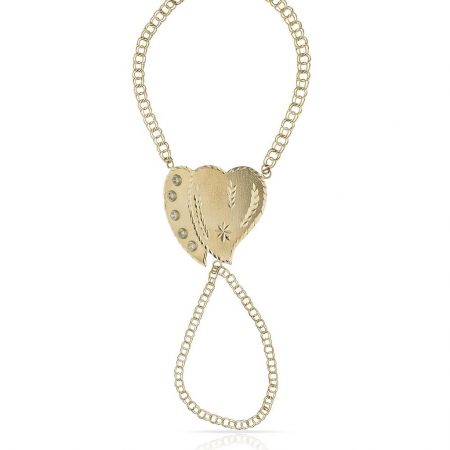 Pulsera dedo corazones circonitas de oro de 18k