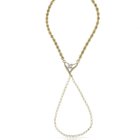 Pulsera dedo corazon circonitas en oro de 18k