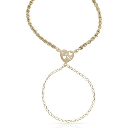 Pulsera dedo con corazon en oro de 18k