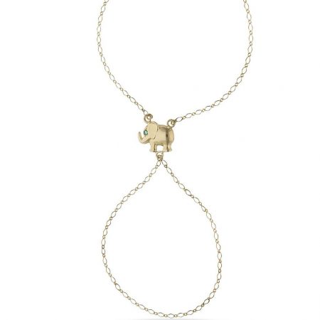 Pulsera dedo con elefante en oro de 18k